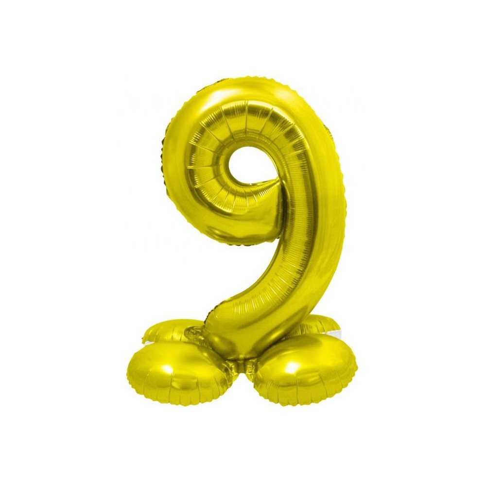 Number Gold Gold number 9 foil balloon with base 72 cm