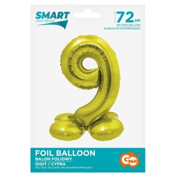 Number Gold Gold number 9 foil balloon with base 72 cm