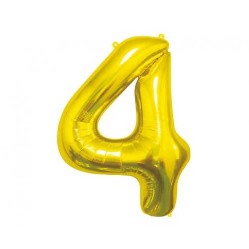 Number Gold, Number 4 Foil Balloon 85 cm