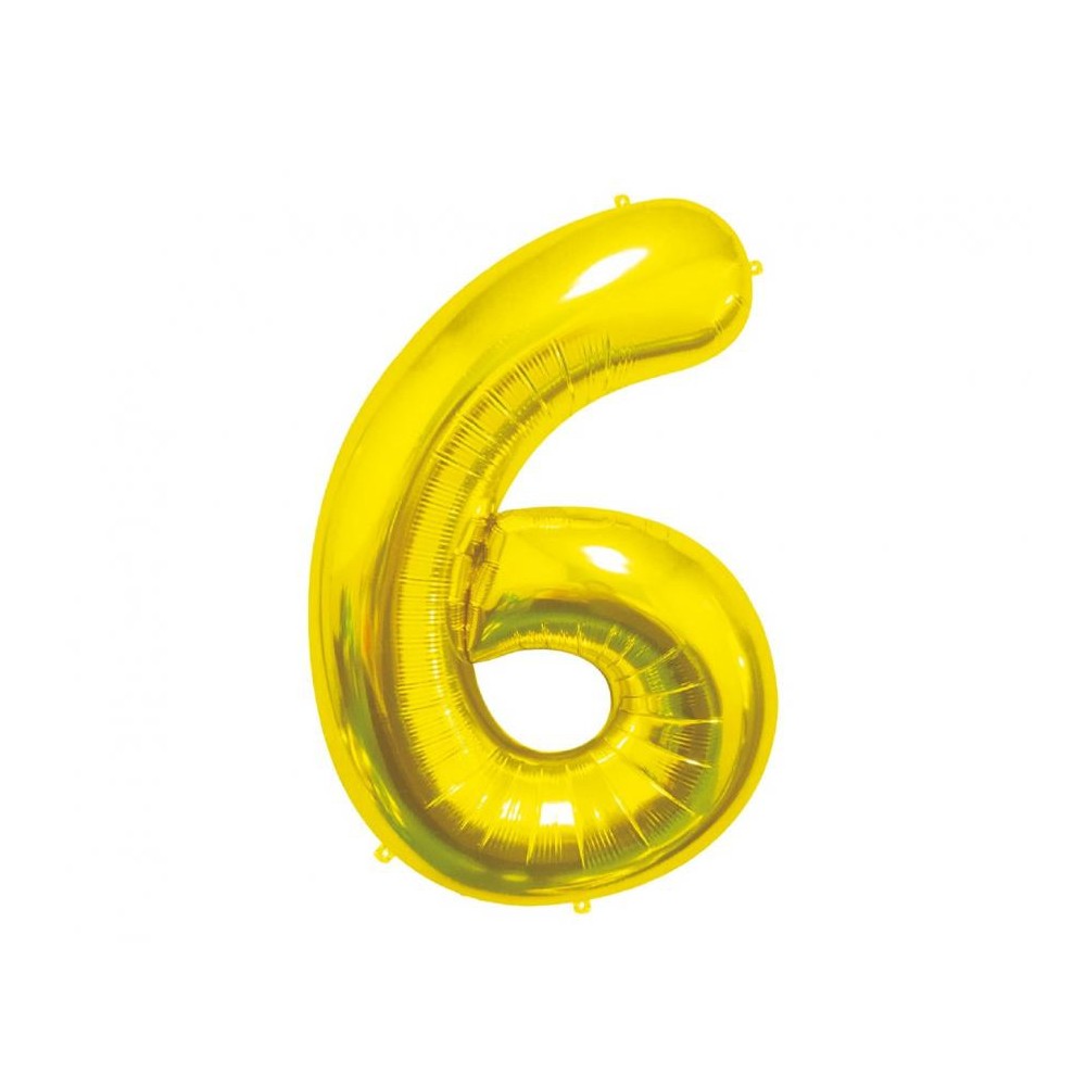 Number Gold, Gold Number 6 Foil Balloon 85 cm