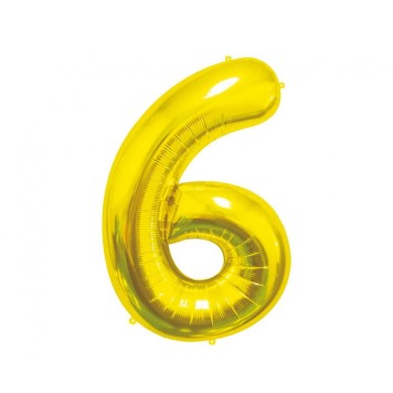 Number Gold, Gold Number 6 Foil Balloon 85 cm