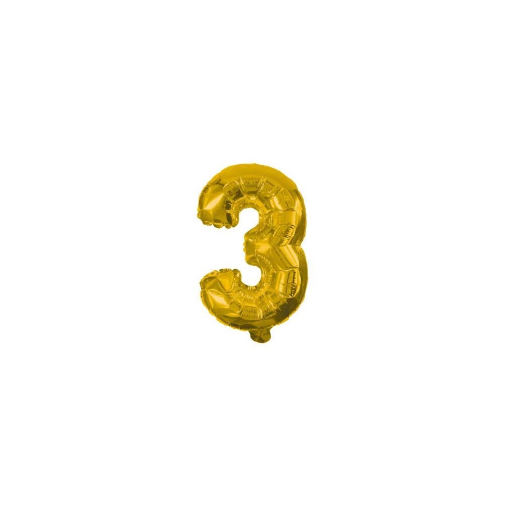 Number Gold, Giant Number 3 Foil Balloon 85 cm