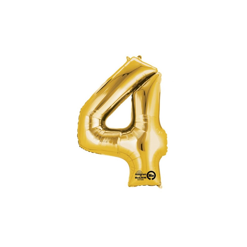 Number Gold, Giant Number 4 Foil Balloon 91*60 cm
