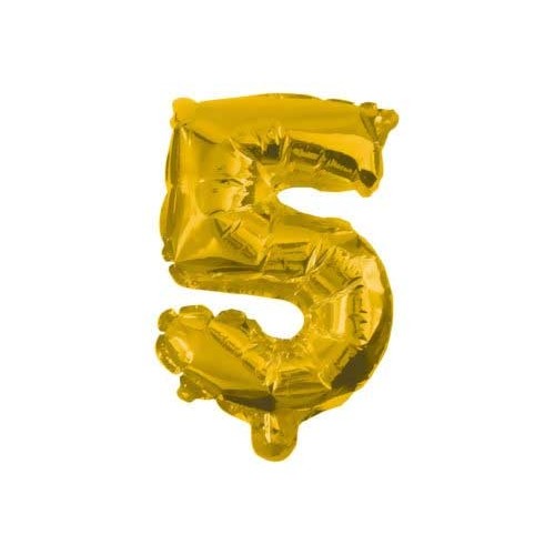 Number Gold, Giant Foil Balloon Number 5, 85 cm