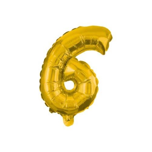 Number Gold, Giant Number 6 Foil Balloon 85 cm