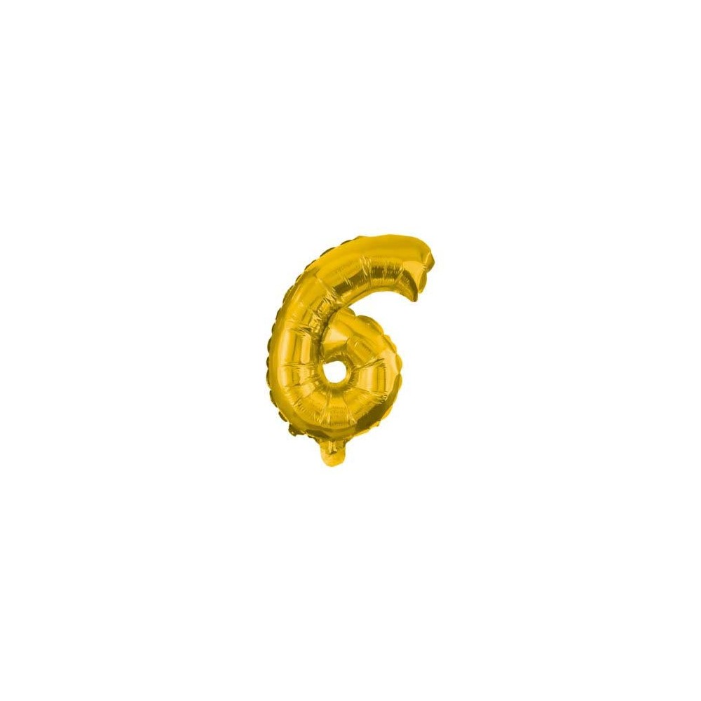 Number Gold, Giant Number 6 Foil Balloon 85 cm