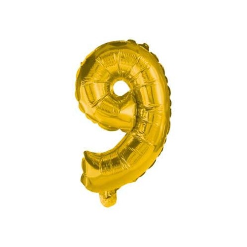 Number Gold, Giant Gold Number 9 Foil Balloon 85 cm