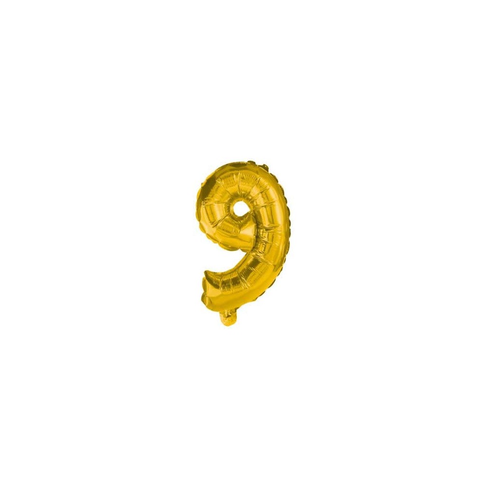 Number Gold, Giant Gold Number 9 Foil Balloon 85 cm