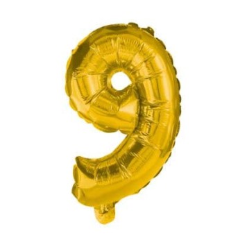 Number Gold, Giant Gold Number 9 Foil Balloon 85 cm