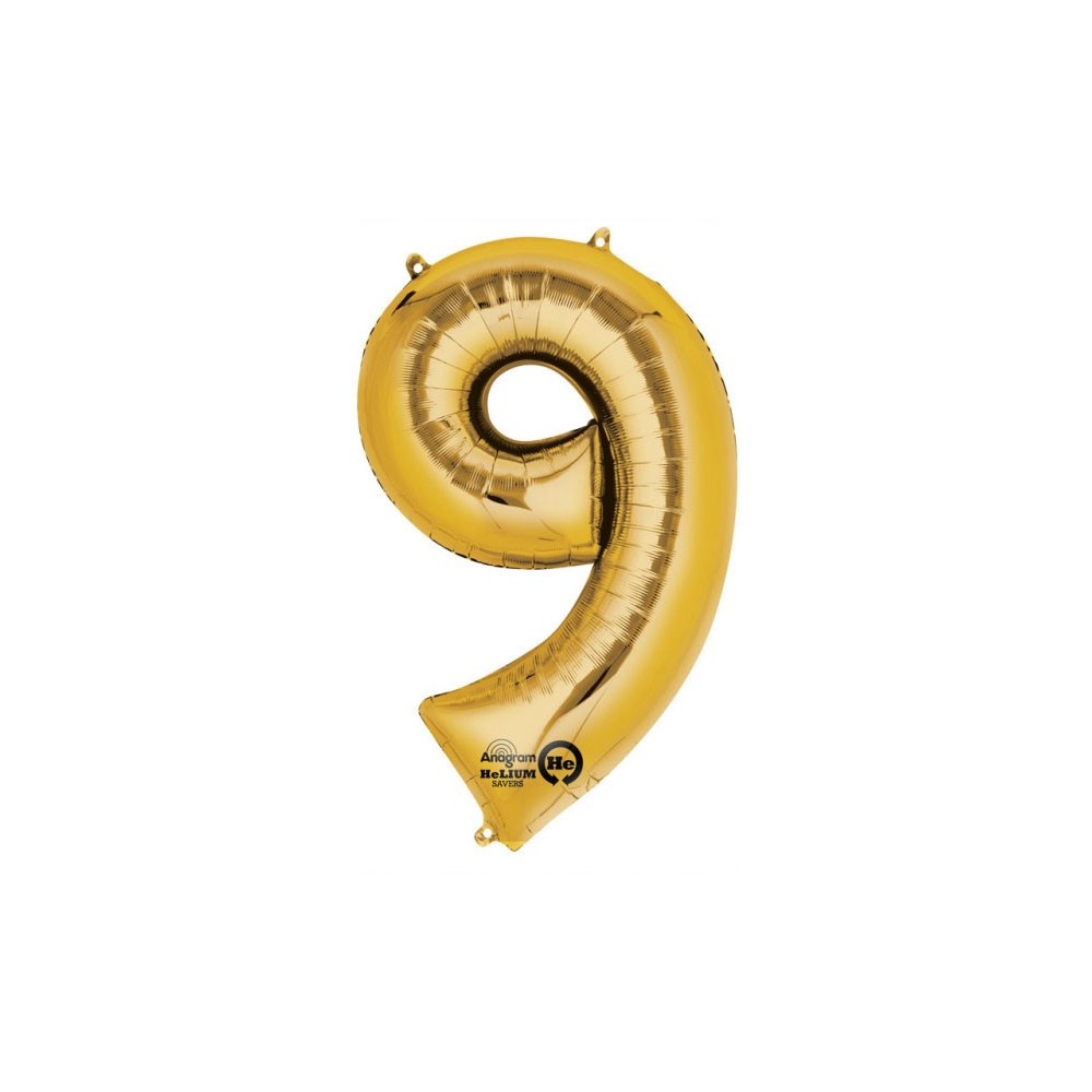 Number Gold, Giant Number 9 Foil Balloon 86*55 cm