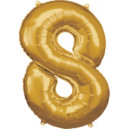 Number Gold, Giant Foil Balloon Number 8, 83*55 cm