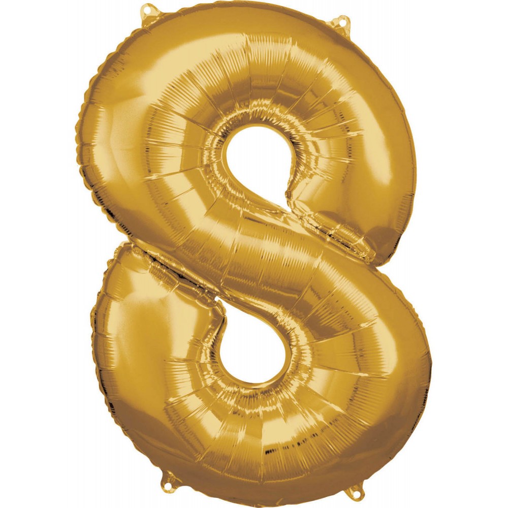Number Gold, Giant Foil Balloon Number 8, 83*55 cm