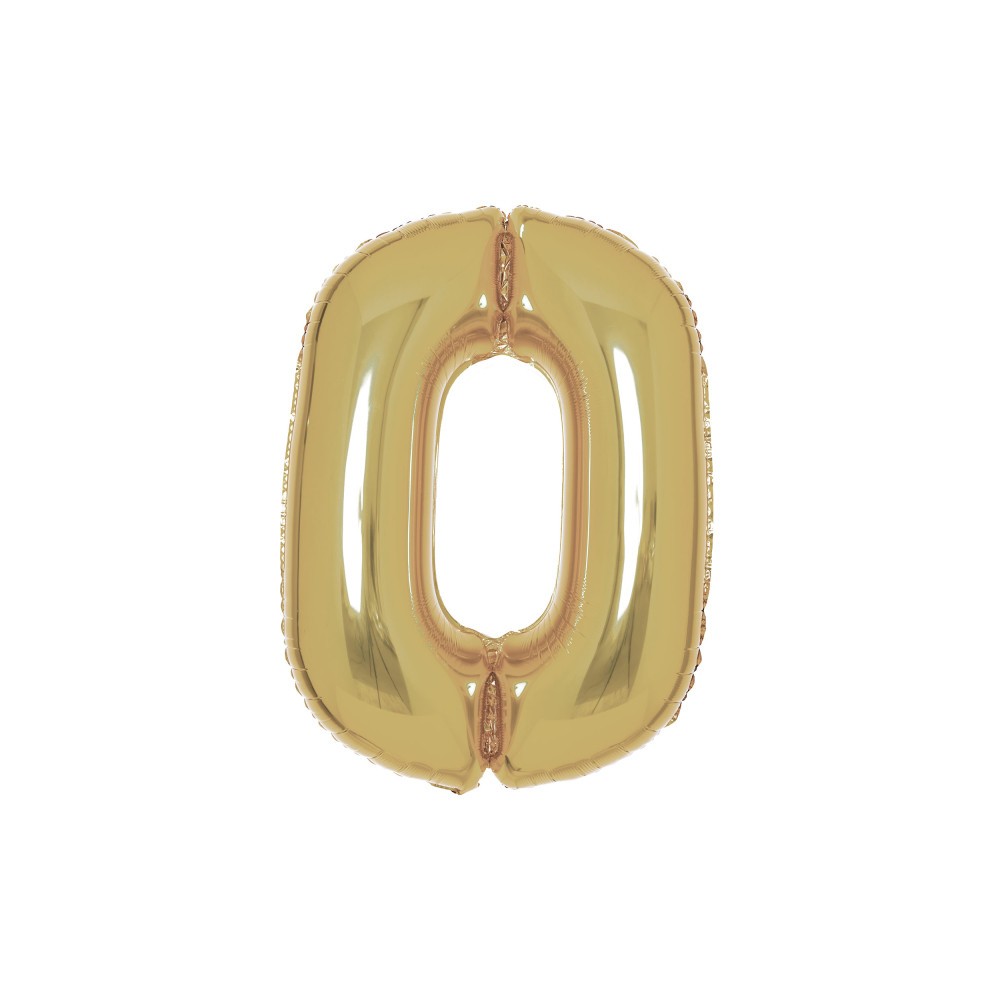Number White Gold Gold Number 0 Foil Balloon 90 cm