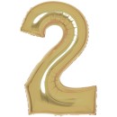 Number White Gold Gold Number 2 Foil Balloon 86 cm