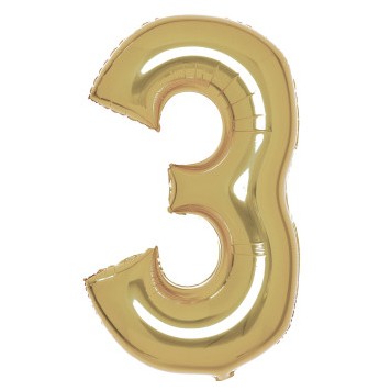 Number White Gold Gold Number 3 Foil Balloon 87 cm