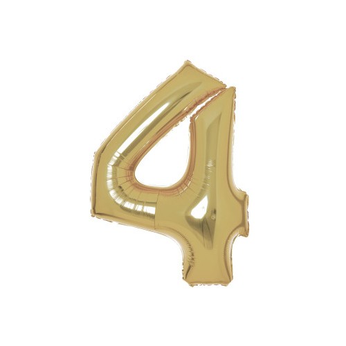 Number White Gold Gold Number 4 Foil Balloon 93 cm