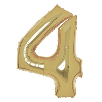 Number White Gold Gold Number 4 Foil Balloon 93 cm