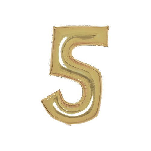 Number White Gold Gold Number 5 Foil Balloon 89 cm