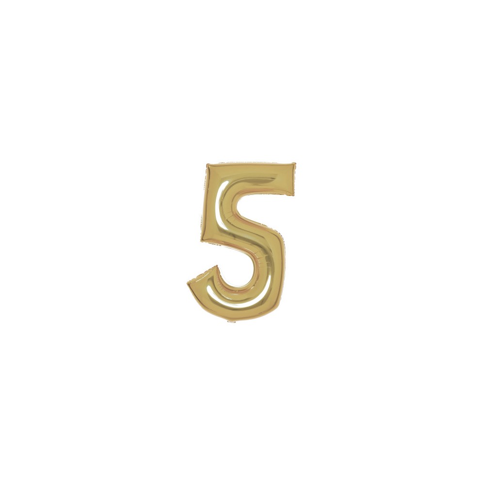 Number White Gold Gold Number 5 Foil Balloon 89 cm