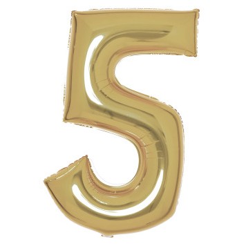 Number White Gold Gold Number 5 Foil Balloon 89 cm