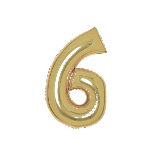 Number White Gold Gold number 6 foil balloon 92 cm