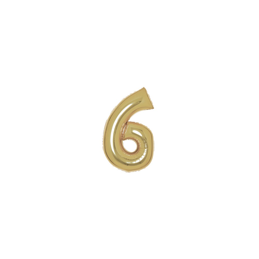 Number White Gold Gold number 6 foil balloon 92 cm