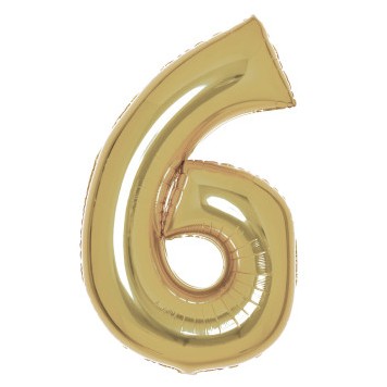 Number White Gold Gold number 6 foil balloon 92 cm