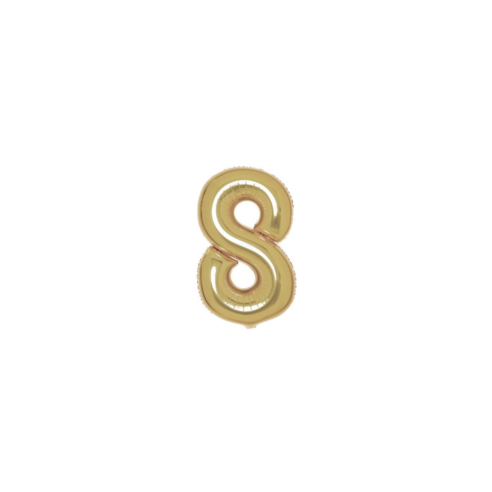 Number White Gold Gold Number 8 Foil Balloon 86 cm