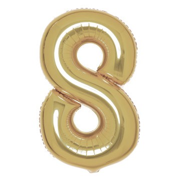Number White Gold Gold Number 8 Foil Balloon 86 cm