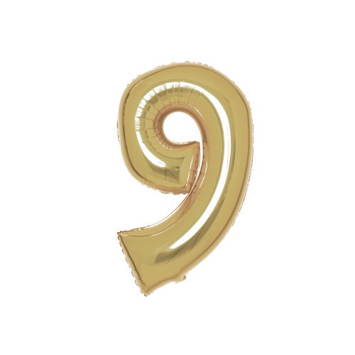 Number White Gold Gold number 9 foil balloon 91 cm