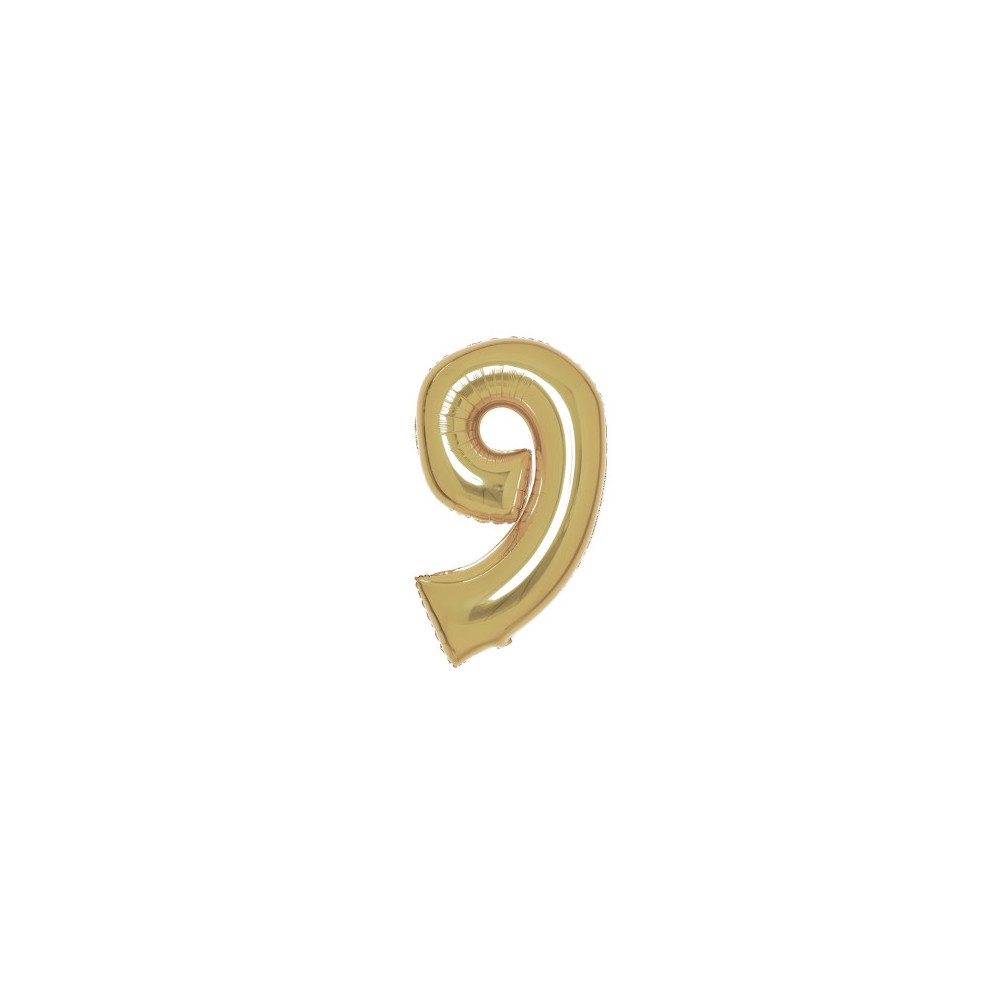 Number White Gold Gold number 9 foil balloon 91 cm
