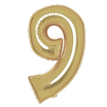 Number White Gold Gold number 9 foil balloon 91 cm