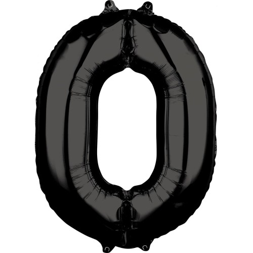 Number Black  Number 0 Foil Balloon 66x50 cm