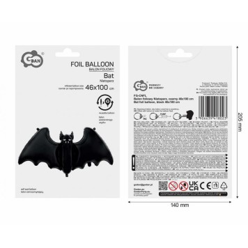 Halloween Black Bat foil balloon 100 cm