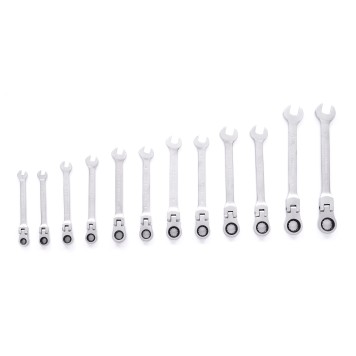 Klucze płasko oczkowe z grzechotką łamane 12el. 8-19mm KD10947