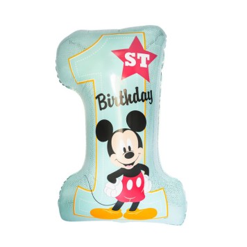 Disney Mickey  Blue First Birthday Foil Balloon 71 cm