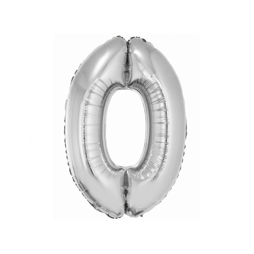 Number Silver Silver number 0 foil balloon 76 cm