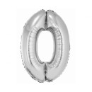 Number Silver Silver number 0 foil balloon 76 cm