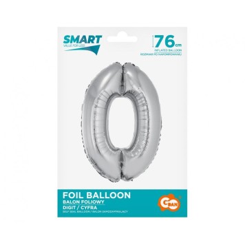 Number Silver Silver number 0 foil balloon 76 cm