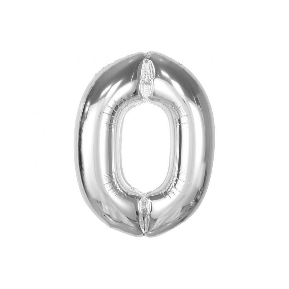 Number Silver Silver number zero foil balloon 92 cm