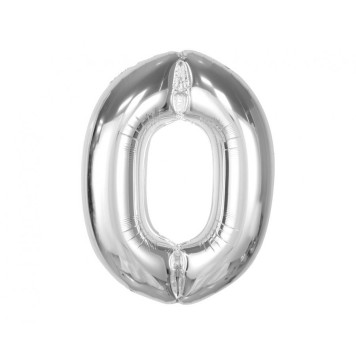 Number Silver Silver number zero foil balloon 92 cm