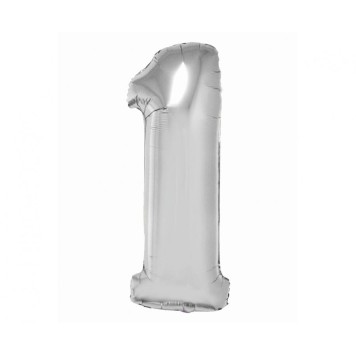 Number Silver Silver Number 1 Foil Balloon 76 cm