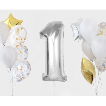 Number Silver Silver Number 1 Foil Balloon 92 cm