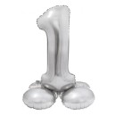 Number Silver Silver number 1 foil balloon with base, 72 cm