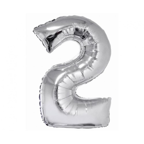 Number Silver Silver Number 2 Foil Balloon 76 cm