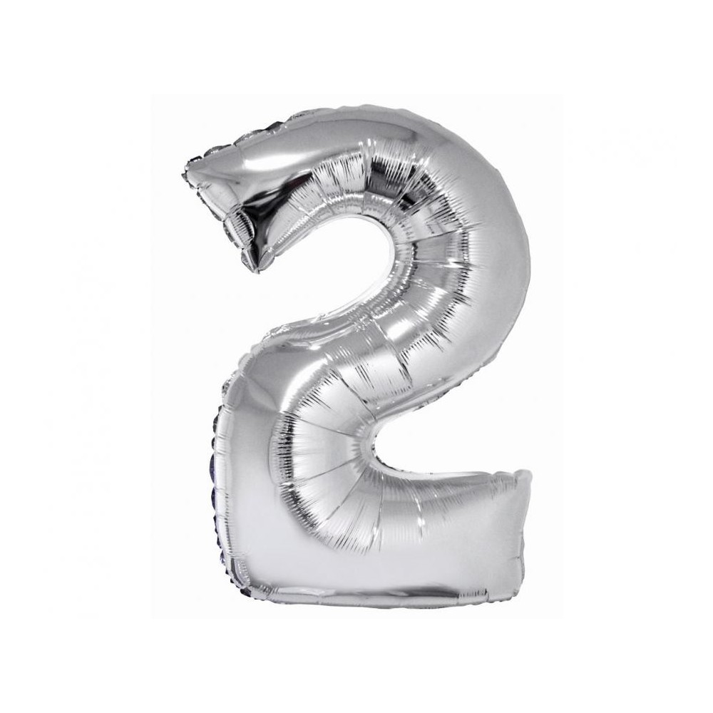 Number Silver Silver Number 2 Foil Balloon 76 cm