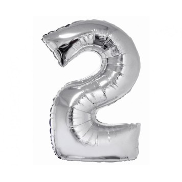 Number Silver Silver Number 2 Foil Balloon 76 cm