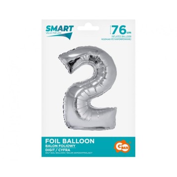 Number Silver Silver Number 2 Foil Balloon 76 cm