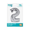 Number Silver Silver Number 2 Foil Balloon 76 cm
