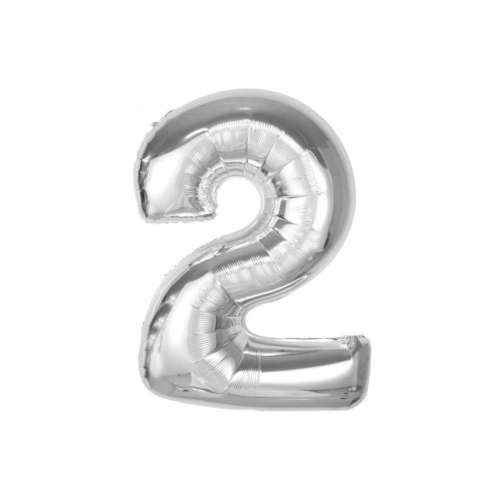 Number Silver Silver Number 2 Foil Balloon 92 cm